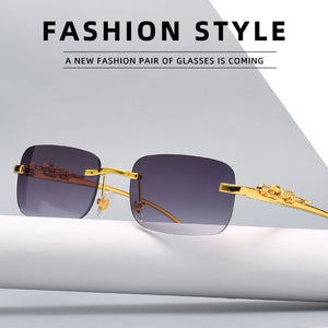 Rimless Rectangle Sunglasses Women Men Shades Brand Designer Gradient UV400 Sun Glasses Retro Frameless Sunglasses