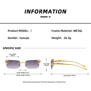 Rimless Rectangle Sunglasses Women Men Shades Brand Designer Gradient UV400 Sun Glasses Retro Frameless Sunglasses