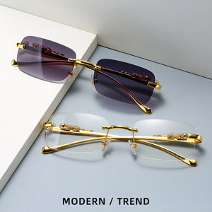 Rimless Rectangle Sunglasses Women Men Shades Brand Designer Gradient UV400 Sun Glasses Retro Frameless Sunglasses