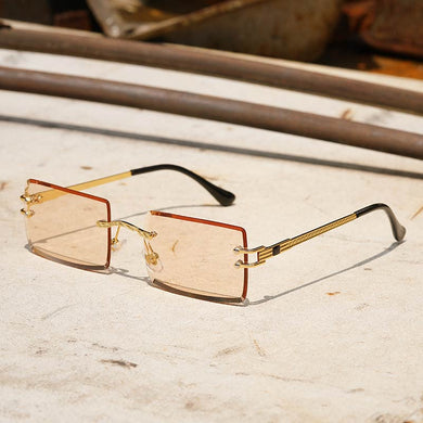 Rimless Rectangle Sunglasses for Women Frameless Square Glasses for Men Ultralight UV400 Eyewear Unisex