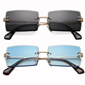 Rimless Rectangle Sunglasses for Women Trendy Frameless Square Shades for Men Ultralight UV400 Eyewear Unisex