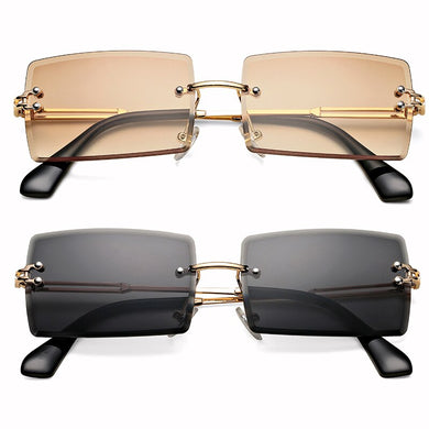 Rimless Rectangle Sunglasses for Women Trendy Frameless Square Shades for Men Ultralight UV400 Eyewear Unisex
