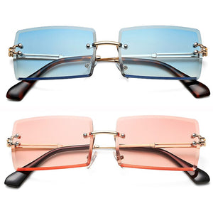 Rimless Rectangle Sunglasses for Women Trendy Frameless Square Shades for Men Ultralight UV400 Eyewear Unisex