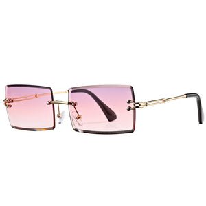 Rimless Rectangle Sunglasses for Women Trendy Frameless Square Shades for Men Ultralight UV400 Eyewear Unisex