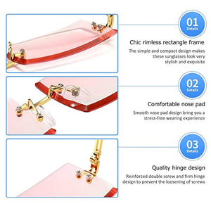 Rimless Rectangle Sunglasses for Women Trendy Frameless Square Shades for Men Ultralight UV400 Eyewear Unisex