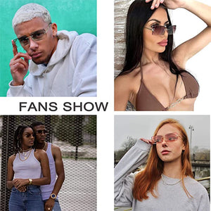Rimless Rectangle Sunglasses for Women Trendy Frameless Square Shades for Men Ultralight UV400 Eyewear Unisex