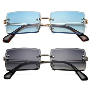 Rimless Rectangle Sunglasses for Women Trendy Frameless Square Shades for Men Ultralight UV400 Eyewear Unisex