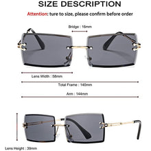 Carica l&#39;immagine nel visualizzatore di Gallery, Rimless Rectangle Sunglasses for Women Trendy Frameless Square Shades for Men Ultralight UV400 Eyewear Unisex