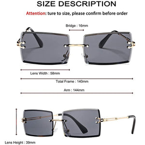 Rimless Rectangle Sunglasses for Women Trendy Frameless Square Shades for Men Ultralight UV400 Eyewear Unisex