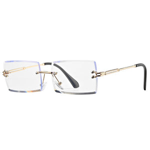 Rimless Rectangle Sunglasses for Women Trendy Frameless Square Shades for Men Ultralight UV400 Eyewear Unisex