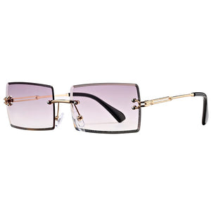 Rimless Rectangle Sunglasses for Women Trendy Frameless Square Shades for Men Ultralight UV400 Eyewear Unisex