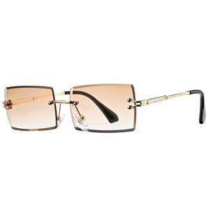 Rimless Rectangle Sunglasses for Women Trendy Frameless Square Shades for Men Ultralight UV400 Eyewear Unisex