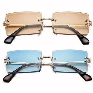 Rimless Rectangle Sunglasses for Women Trendy Frameless Square Shades for Men Ultralight UV400 Eyewear Unisex