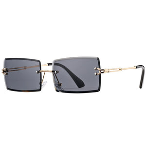 Rimless Rectangle Sunglasses for Women Trendy Frameless Square Shades for Men Ultralight UV400 Eyewear Unisex