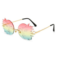 Carica l&#39;immagine nel visualizzatore di Gallery, Rimless Round Sunglasses Women Personality Frameless Sunglasses Trendy Funny Polygonal Moon Smiley Ladies Eyeglasses