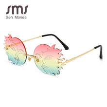 Load image into Gallery viewer, Rimless Round Sunglasses Women Personality Frameless Sunglasses Trendy Funny Polygonal Moon Smiley Ladies Eyeglasses