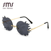 Load image into Gallery viewer, Rimless Round Sunglasses Women Personality Frameless Sunglasses Trendy Funny Polygonal Moon Smiley Ladies Eyeglasses