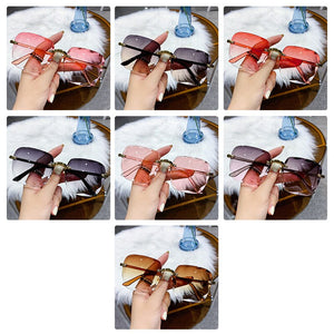 Rimless Square Sunglasses Women Brand Designer Big Frame Gradient Sun Glasses Female Outdoor Mirror Oculos De Sol
