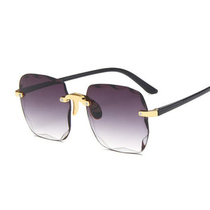 Rimless Square Sunglasses Women Brand Designer Big Frame Gradient Sun Glasses Female Outdoor Mirror Oculos De Sol