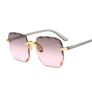 Rimless Square Sunglasses Women Brand Designer Big Frame Gradient Sun Glasses Female Outdoor Mirror Oculos De Sol