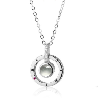 Nuova collana da sposa in oro rosa argento con memoria d'amore romantica 100 lingue Ti amo Collana con pendente a proiezione per Girlfrend 