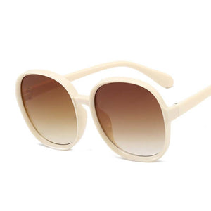 New Round Frame Sunglasses Women Retro Brand Designer Brown Black Oversized Lady Sun Glasses Female Fashion Outdoor Driving