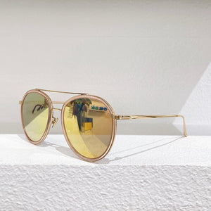 Round Gold Metal Black Gray Pink Frame Silver Reflective Gradient Lens Women's Sunglasses LFL426  Men's Glasses
