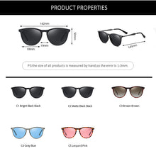 Load image into Gallery viewer, Round Polarized Sunglasses Men TR90 Frames Black Sun Glasses Shades for Women Eyewear lunette de soleil femme