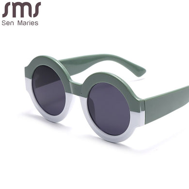 Round Sunglasses Women Punk Oversized Sun Glasses Men UV400 Shades Ladies Printed Bicolor Eyewear Gafas De Sol