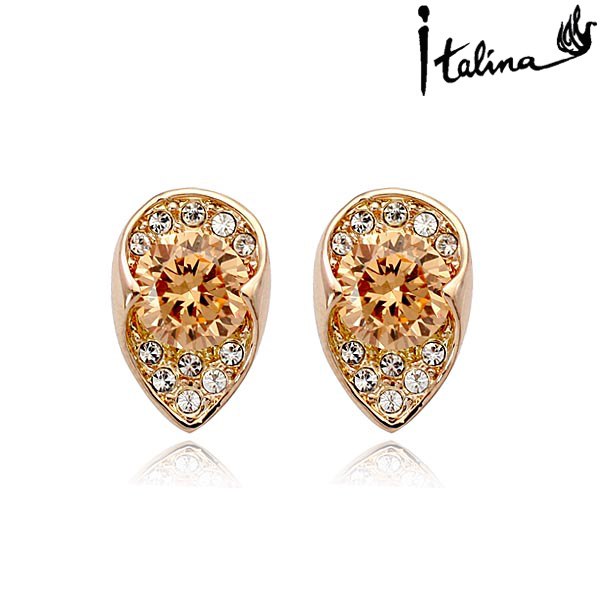 New Sale Brand Earrings for women Genuine Austria Crystal Copper Gold Color Stud swa Zircon #RG12481