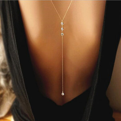New Sale Sexy Women's Crystal Back Chain Necklace Bikini Beach Crossover Back Jewelry Wedding Back Dress Accessories Wholesale