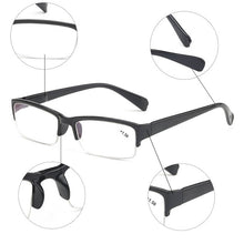 Load image into Gallery viewer, Semi-Rimless Reading Glasses Men Women Anti Blue Light Protect Half Frame Reading Mirror Unisex Eyewear