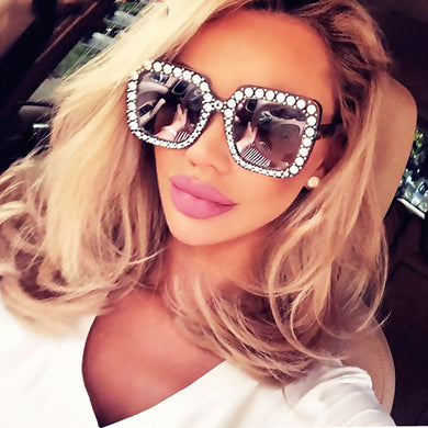 Shiny Square Sunglasses Women Black Oversized Sun Glasses Female Vintage Big Frame Gradient Mirror Lunette De Soleil Femme