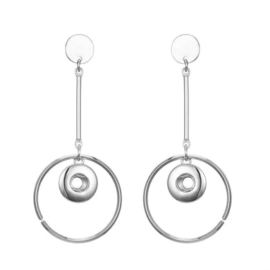 New Silver Snap Jewelry Round Loop Earrings Earrings fit Fashion Mini Buttons Women 12mm Snap Earrings Jewelry