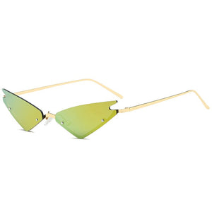 Small Cat Eye Sunglasses For Women Brand Designer Half Frame Red Mirror Eyewear Female Triangle Glasses Shades Men UV400
