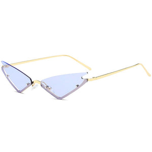 Small Cat Eye Sunglasses For Women Brand Designer Half Frame Red Mirror Eyewear Female Triangle Glasses Shades Men UV400