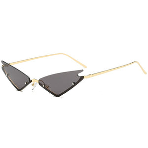 Small Cat Eye Sunglasses For Women Brand Designer Half Frame Red Mirror Eyewear Female Triangle Glasses Shades Men UV400