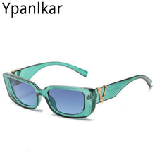 Load image into Gallery viewer, Small Frame V letters Sunglasses For Women 2023  Brand Designer Ocean Sun Glasses Men Retro Square Shades