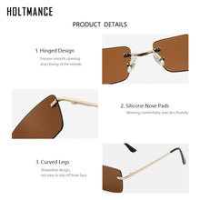 Load image into Gallery viewer, Small Rectangle Sunglasses Women Rimless Sunglasses  Lady Square Shades Ocean Color Ins Sun Glasses Men UV400