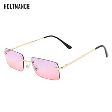 Load image into Gallery viewer, Small Rectangle Sunglasses Women Rimless Sunglasses  Lady Square Shades Ocean Color Ins Sun Glasses Men UV400