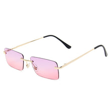 Load image into Gallery viewer, Small Rectangle Sunglasses Women Rimless Sunglasses  Lady Square Shades Ocean Color Ins Sun Glasses Men UV400