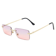 Load image into Gallery viewer, Small Rectangle Sunglasses Women Rimless Sunglasses  Lady Square Shades Ocean Color Ins Sun Glasses Men UV400