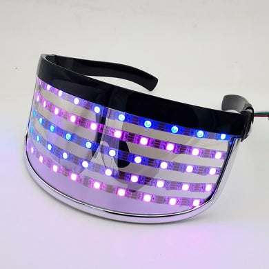 Sound Active  Silver Led Visor Sunglasses