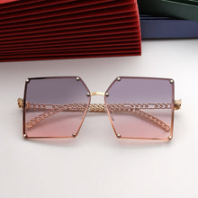Load image into Gallery viewer, Square Sunglasses Women Brand Designer Gradient Frameless Sun Glasses Metal Chain Temples Oversized Oculos De Sol