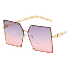 Load image into Gallery viewer, Square Sunglasses Women Brand Designer Gradient Frameless Sun Glasses Metal Chain Temples Oversized Oculos De Sol