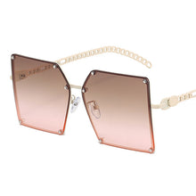 Load image into Gallery viewer, Square Sunglasses Women Brand Designer Gradient Frameless Sun Glasses Metal Chain Temples Oversized Oculos De Sol