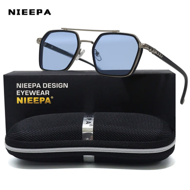 Square  Women's Sunglasses Metal Big Frame Sun Glasses Women Retro Double Bridge Eyewear Men For 2023