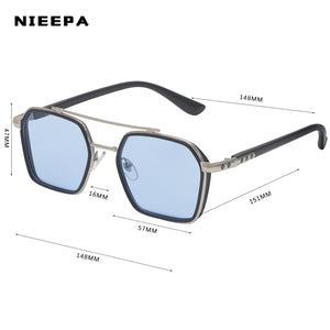 Square  Women's Sunglasses Metal Big Frame Sun Glasses Women Retro Double Bridge Eyewear Men For 2023