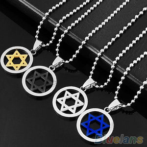 New Stainless Steel Pendant Necklace Men Unisex Silver Jewish Star of David 1OEP 6ONQ
