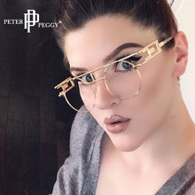 Carica l&#39;immagine nel visualizzatore di Gallery, Steampunk Round Glasses Frames Metal Men Women Computer Glasses Personality Hollow Eyeglasses Unisex